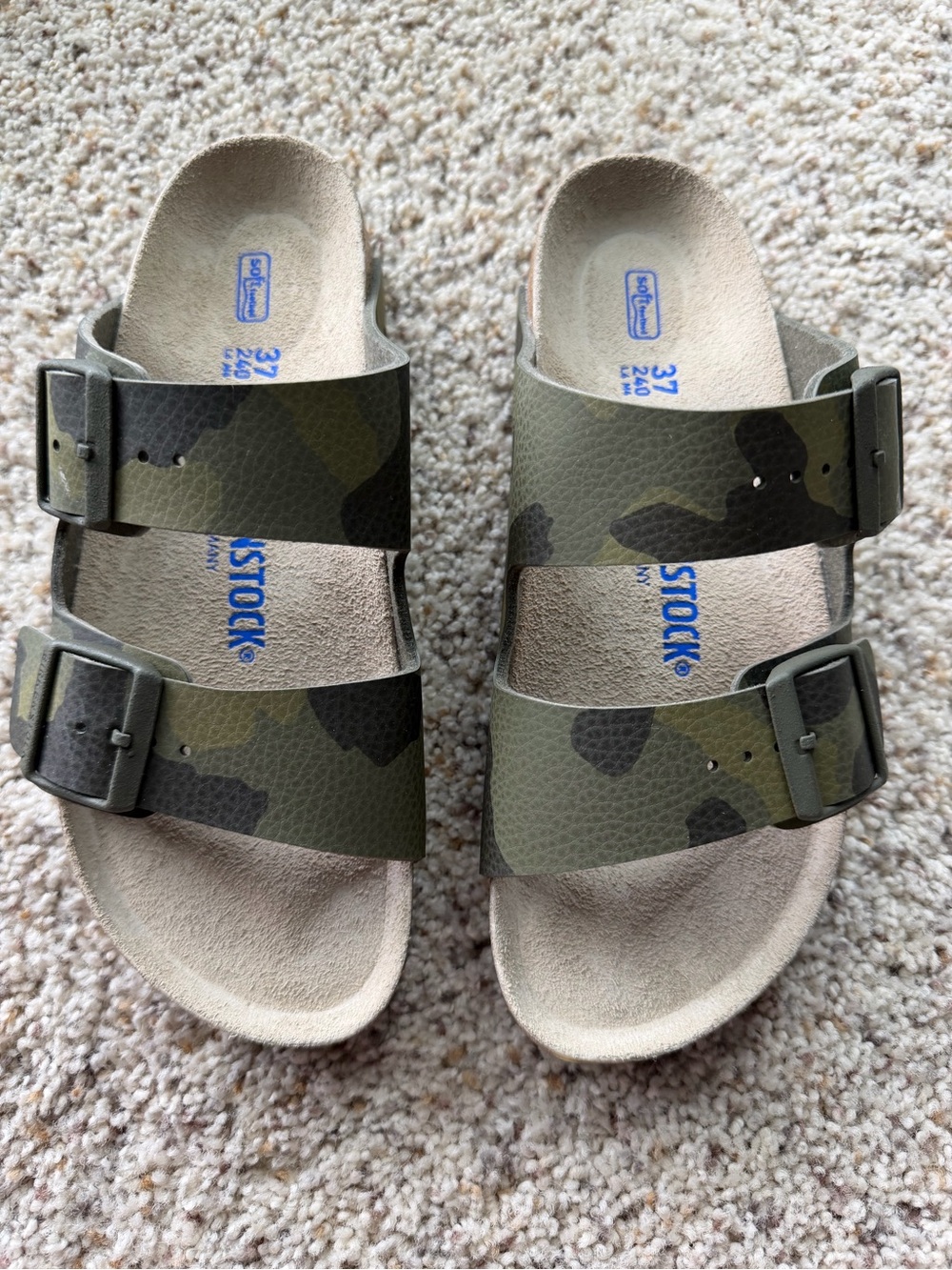 Birkenstock Woman’s Arizona Camo Two-Strap Sandals - Olive/Black